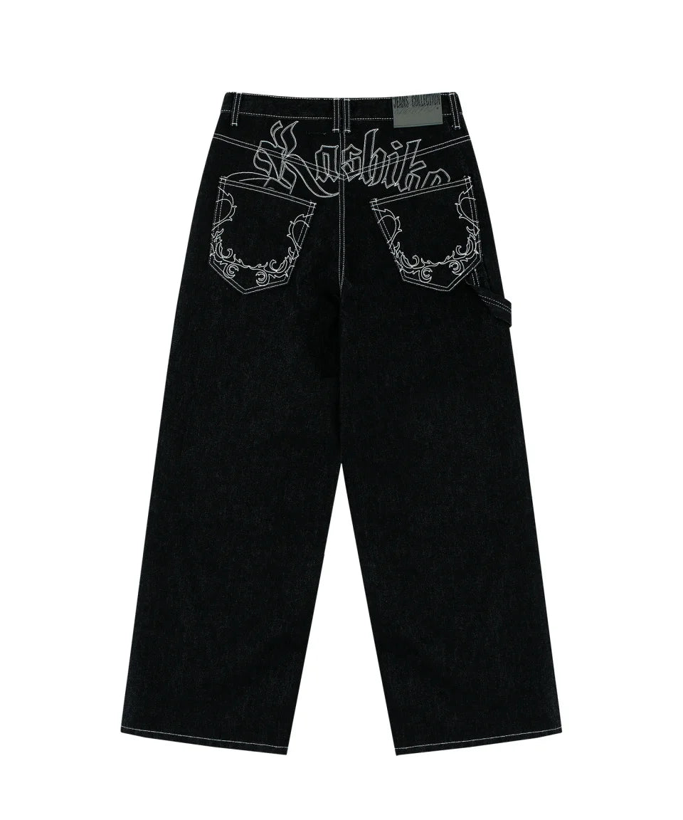 90s Retro Embroidered Straight Leg Jeans