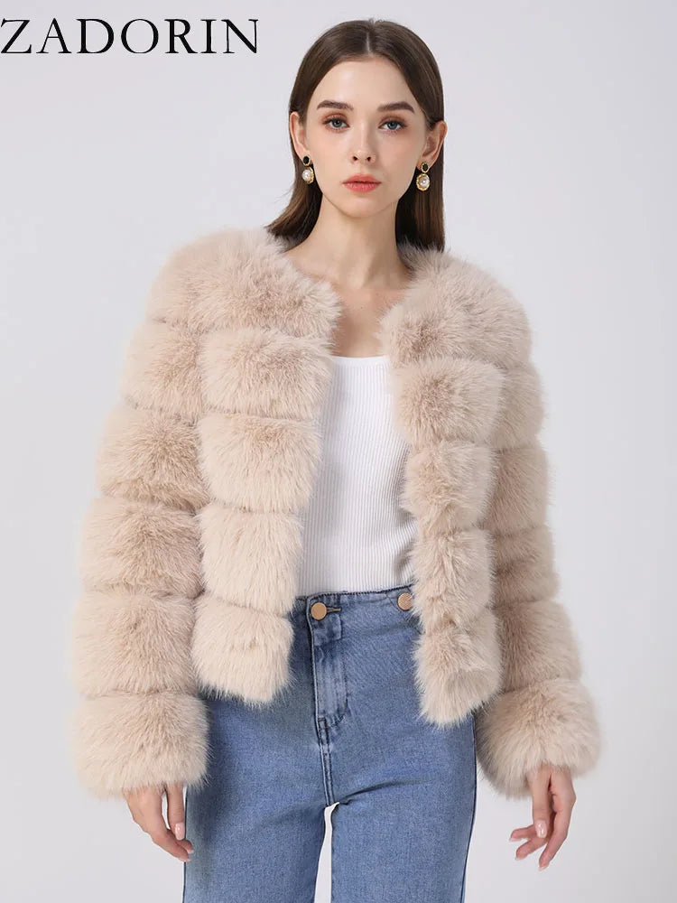 ZADORIN Women's Faux Fox Fur Winter Coat