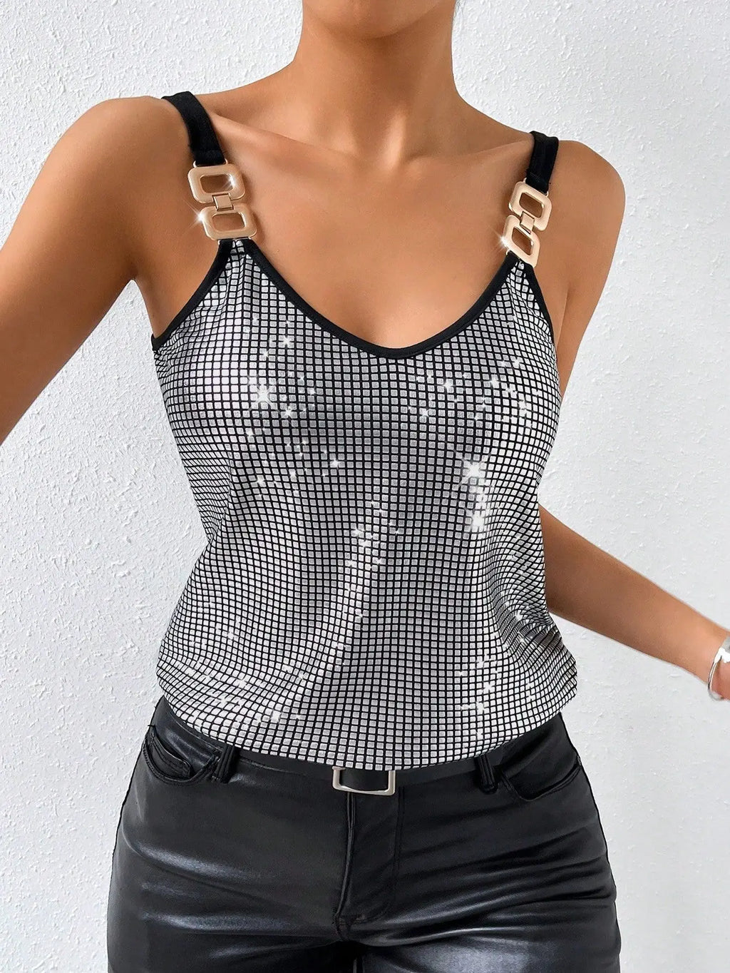 Women's Sexy Sequined Halter Backless Top
