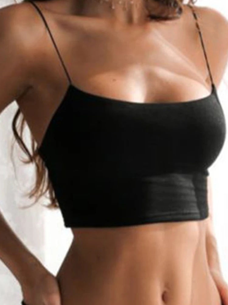 Women's Sexy Black Halter Backless Crop Tank Top