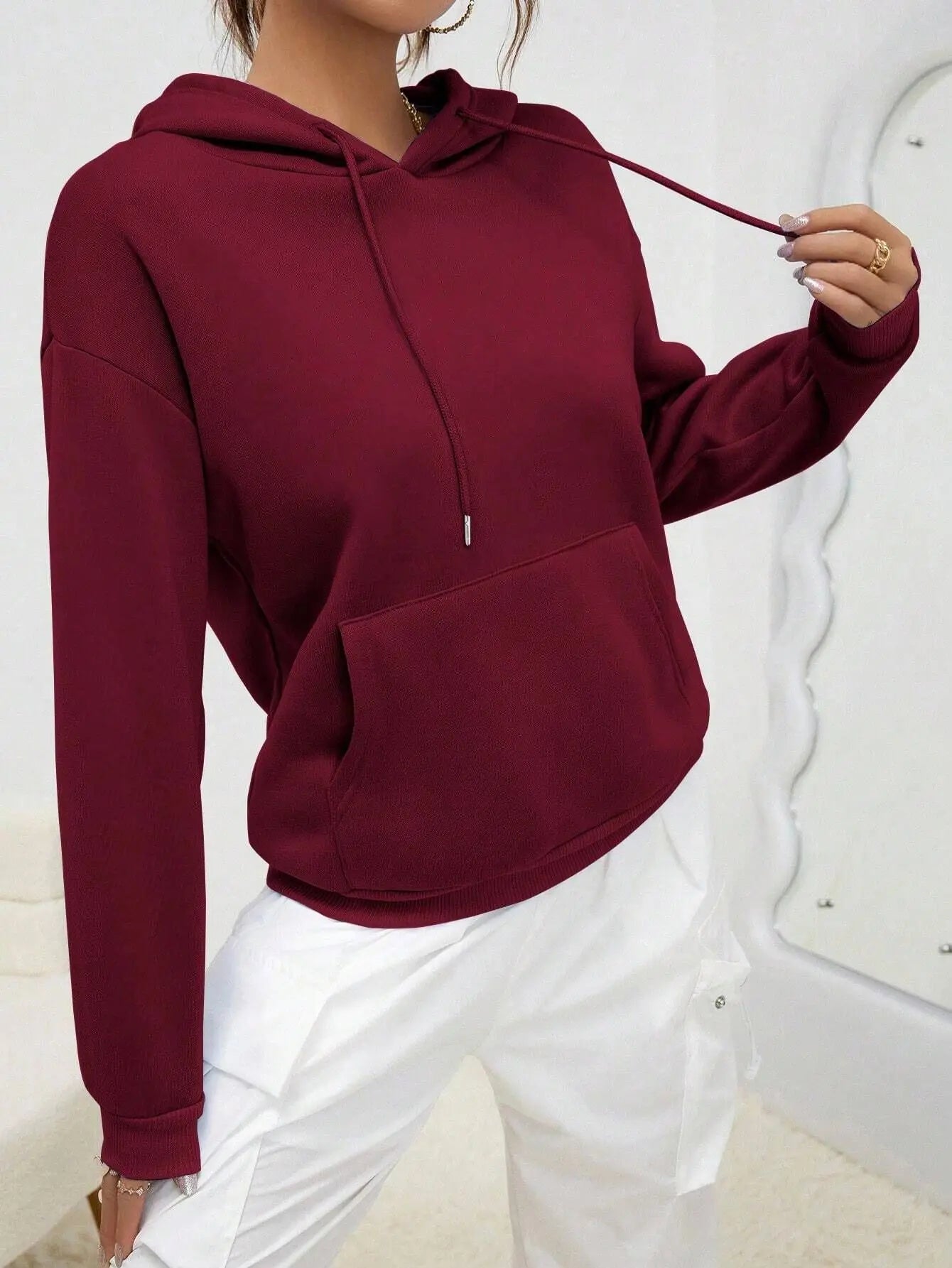 Unisex Solid Color Fleece Hoodie