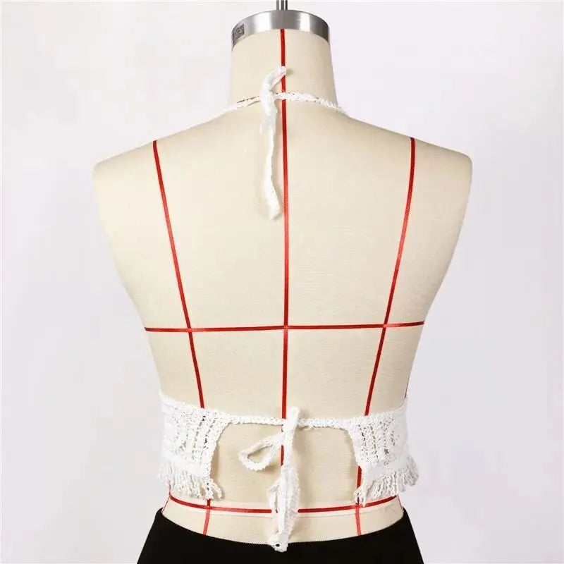 Women's Crochet Corset Tank Top with Built-In Pads