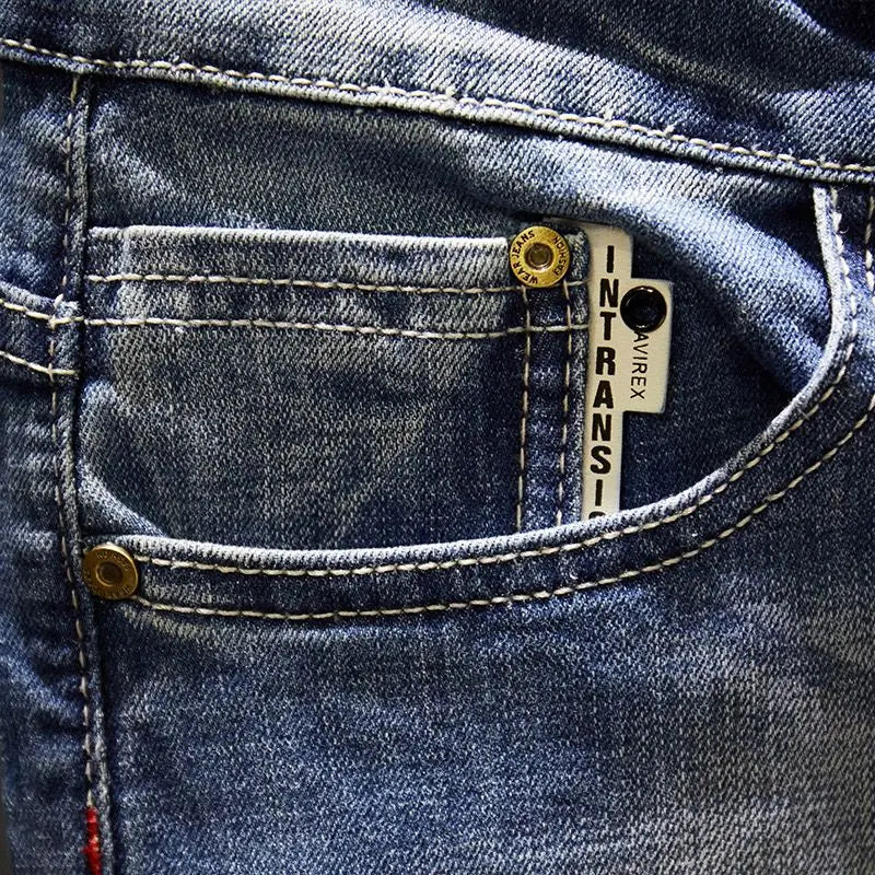 Men’s Ripped Slim Fit Straight Jeans