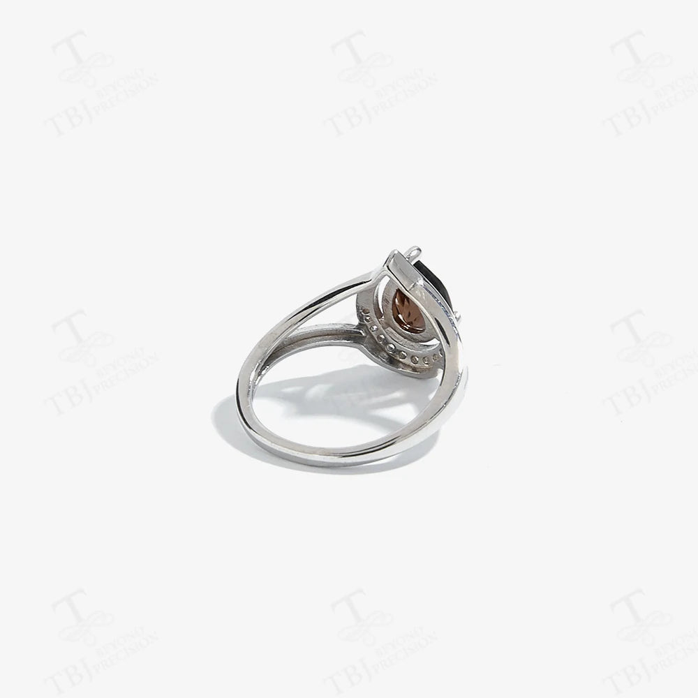 Anime Eye Silver Ring & Earrings Set with Smoky Gemstone