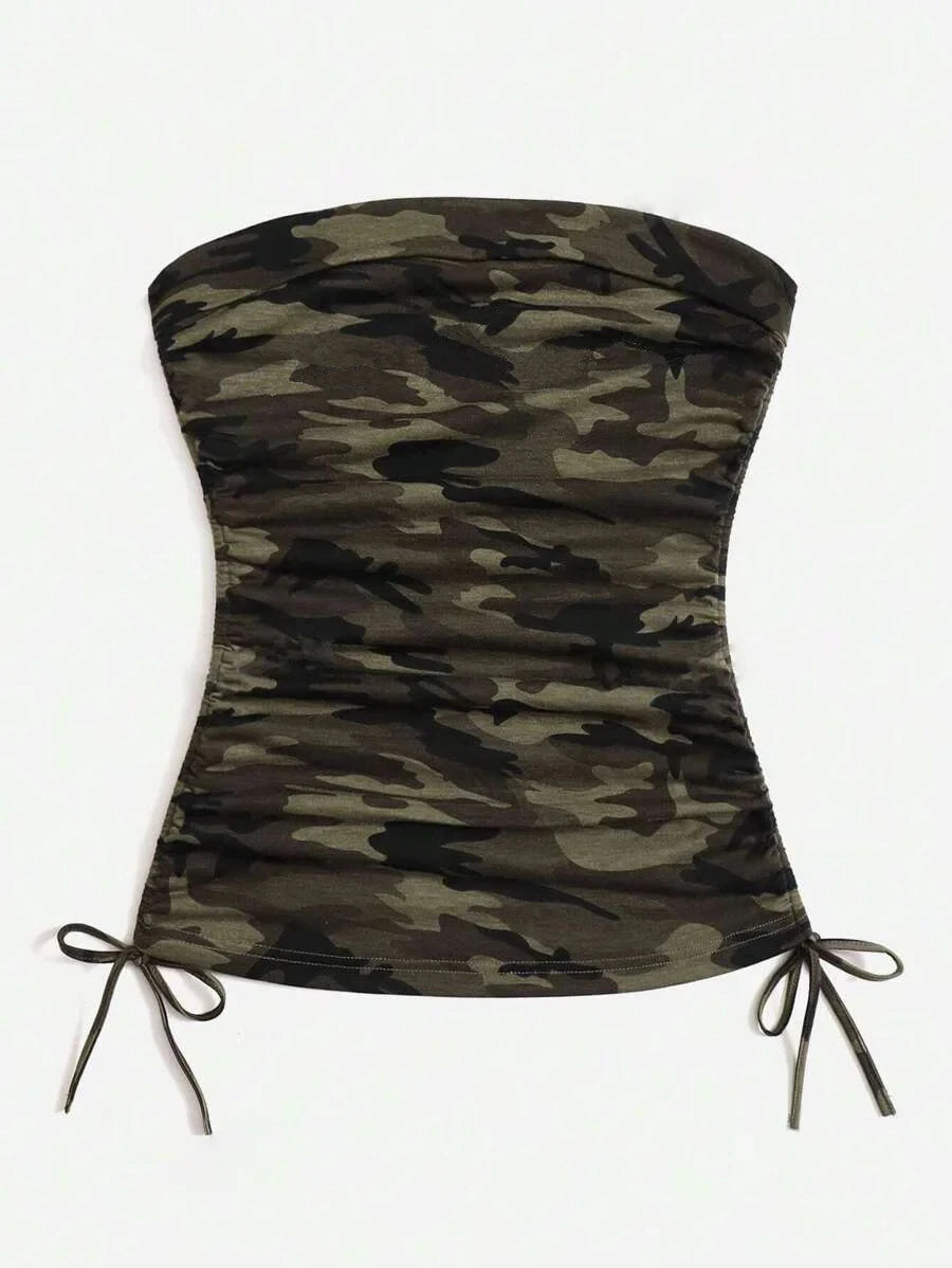 Camouflage Halter Crop Top for Women