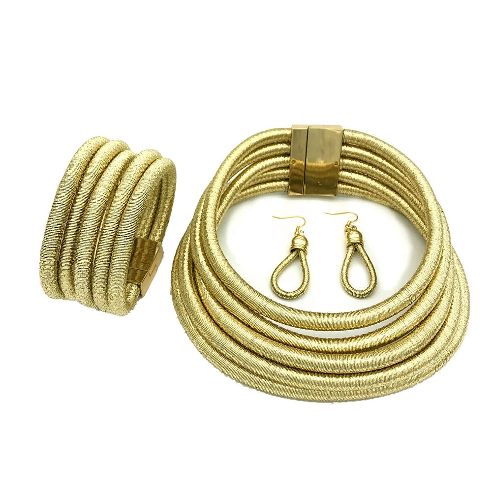 Liffly African Bohemian Choker Necklace & Bracelet Set