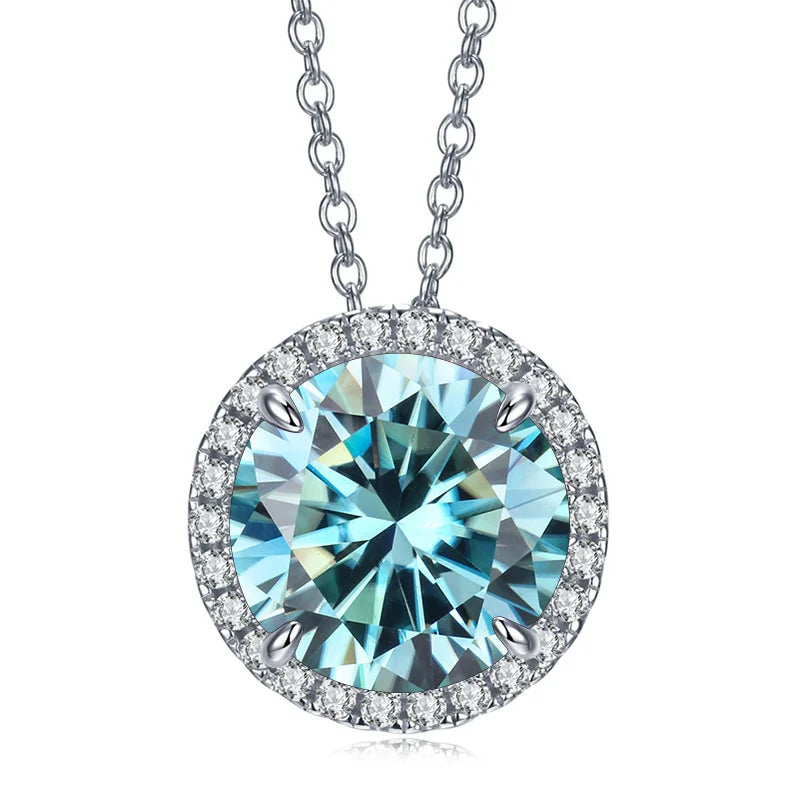 JoyceJelly 5CT Color Moissanite 925 Sterling Silver Necklace