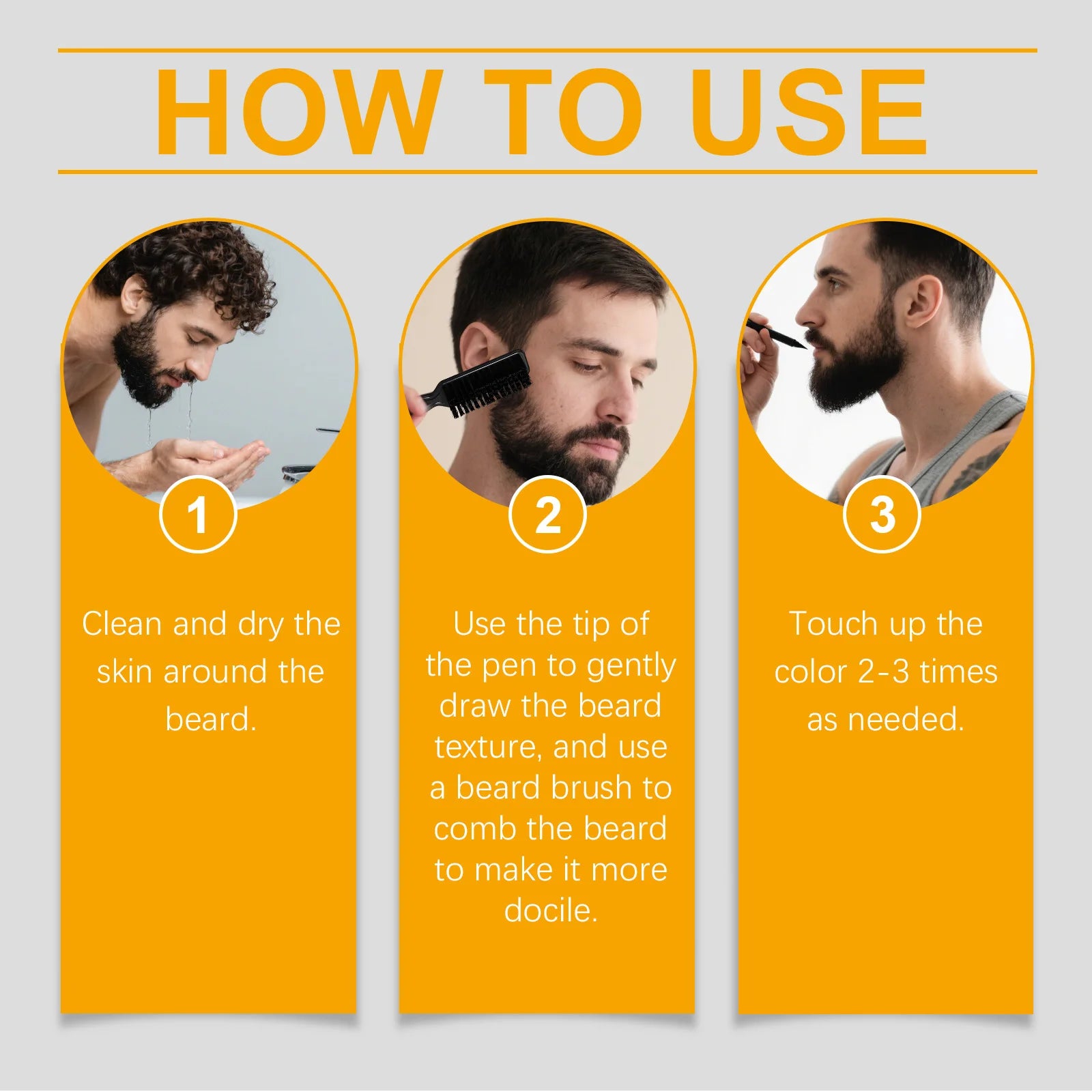 "Instant Beard Filler Pen With Brush Comb Disposable Waterproof