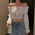 Women's Off-Shoulder Puff Sleeve Crop Blouse